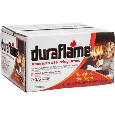 Duraflame 00625 Fast Lighting Firelogs, 2.5 LB, Box of 6