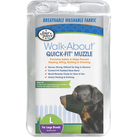 Four Paws Walk-About Quick-Fit Dog Muzzle, Large (Size 4), Black