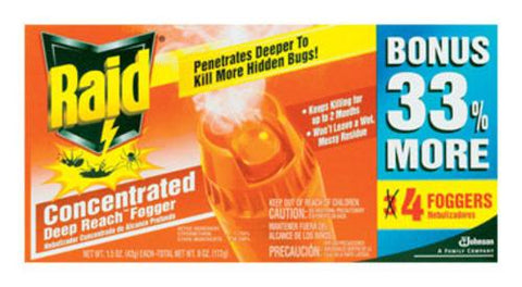 Raid Concentrated Deep Reach Fogger, 4 Pack