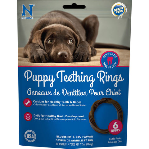 N-bone Grain-free Puppy Teething Ring, Blueberry & Bbq, 6-count