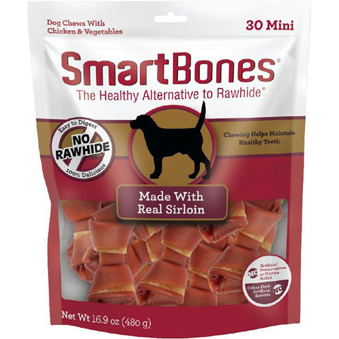 SmartBones Healthy Alternative Chews, Mini, Sirloin, 30 Pack