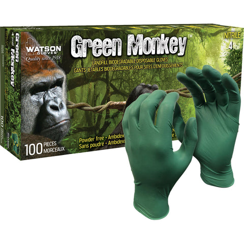Watson Gloves Green Monkey Nitrile Disposable Gloves, Small, Forest Green, 100 CT