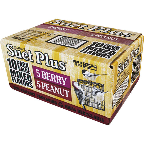 Wildlife Sciences Suet Plus Mixed Flavor Suet Cakes, Peanut & Berry, Extra Value 10 Pack