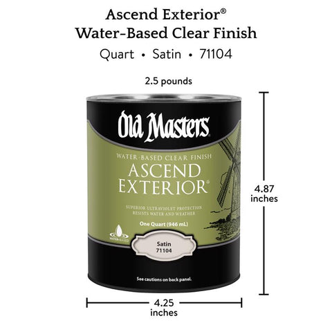 Old Masters 71104 Ascend Exterior Water-based Finish, Satin, 1 Quart