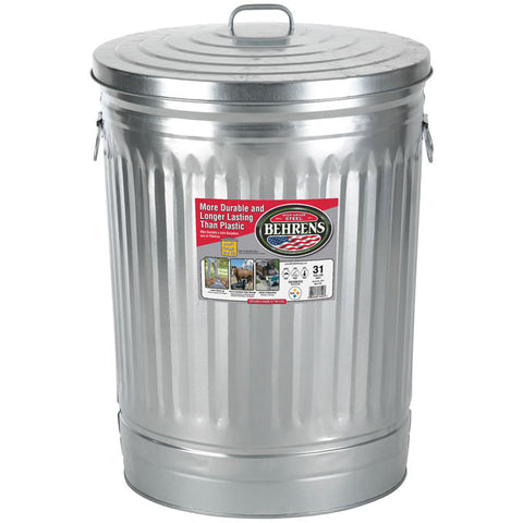 Behrens Galvanized Steel Utility Can, No Lid, 31 Gallon