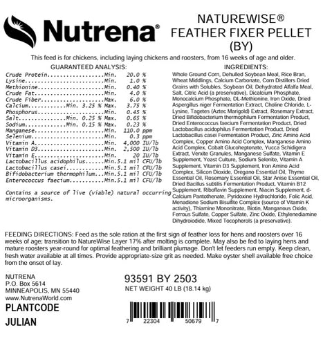 Nutrena® NatureWise® 20% Protein Feather Fixer Pellet Poultry Feed 40 lbs