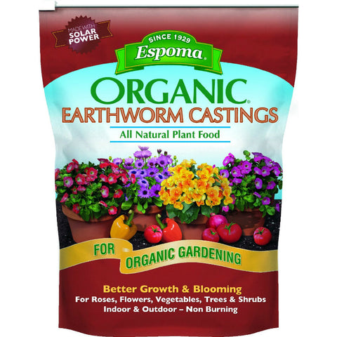 Espoma Organic Earthworm Castings All Natural Plant Food, 4 qt