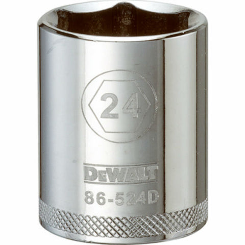 DeWalt Metric Standard Socket, 24 MM, 1/2" Drive