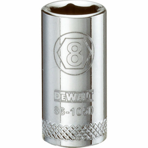 DeWalt Metric Deep Socket, 8 mm x 1/4" Drive, 6 Point
