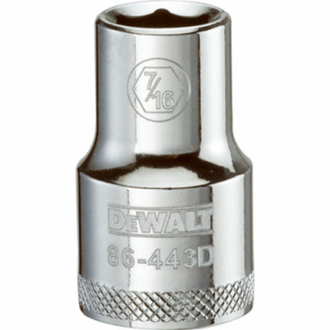 DeWalt SAE Standard Socket, 7/16" x 1/2" Drive, 6 Point