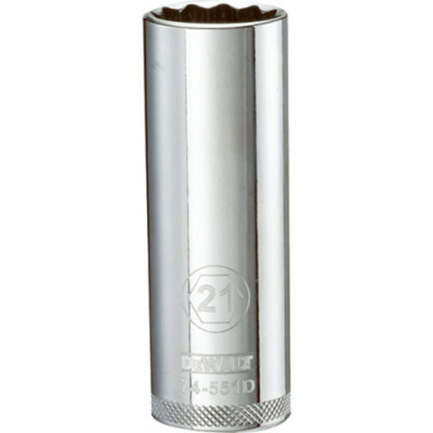 DeWalt Metric 12 Point Socket, 1/2" Drive, 21mm