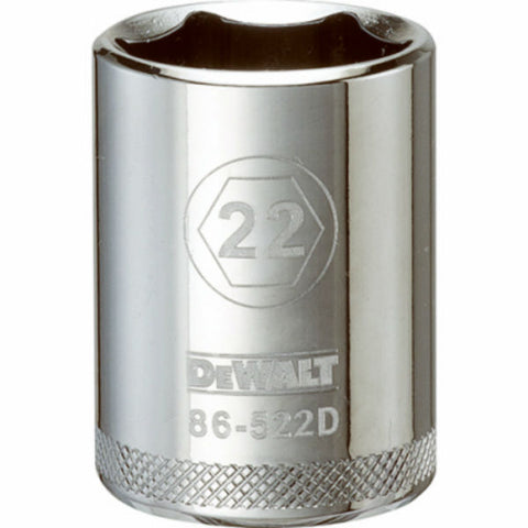 DeWalt Metric Standard Socket, 22 MM, 1/2" Drive