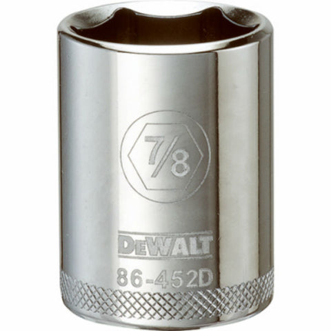 DeWalt SAE Standard Socket, 7/8" x 1/2" Drive, 6 Point