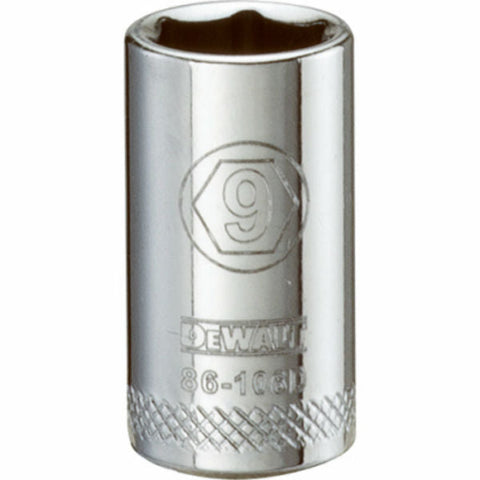 DeWalt Metric Deep Socket, 9 mm x 1/4" Drive, 6 Point