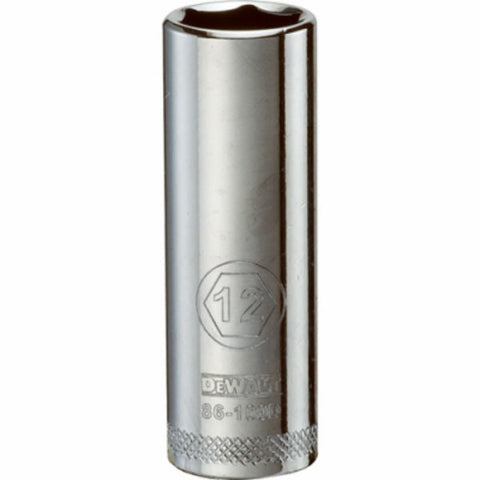 DeWalt Metric Deep Socket, 12 mm x 1/4" Drive, 6 Point