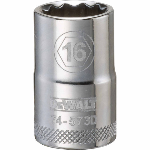 DeWalt Metric 12 Point Socket, 1/2" Drive, 16mm