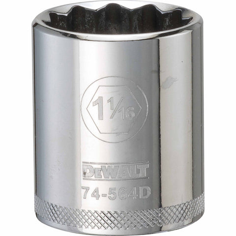 DeWalt SAE 12 Point Socket, 1/2" Drive, 1-1/16"