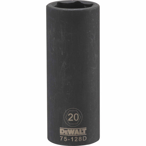 DeWalt Metric Deep Impact Socket, 20 mm x 1/2" Drive, 6 Point