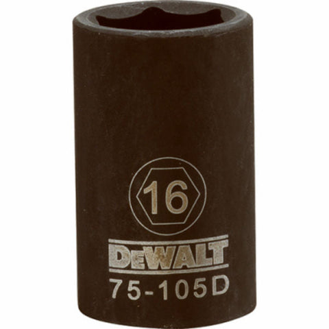 DeWalt Metric 6 Point Impact Socket, 1/2" Drive, 16mm