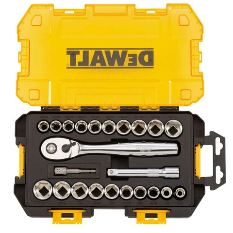 DeWalt Metric and SAE Drive Socket Set, 1/2", 23 Piece