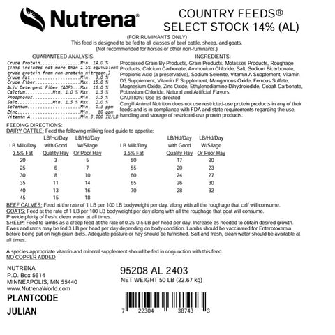 Nutrena® Country Feeds® Select Stock 14% Textured 50 lbs