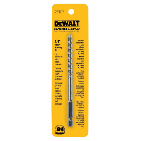 DeWalt "Rapid Load" System Rotary Masonry Drill Bit 1/4"
