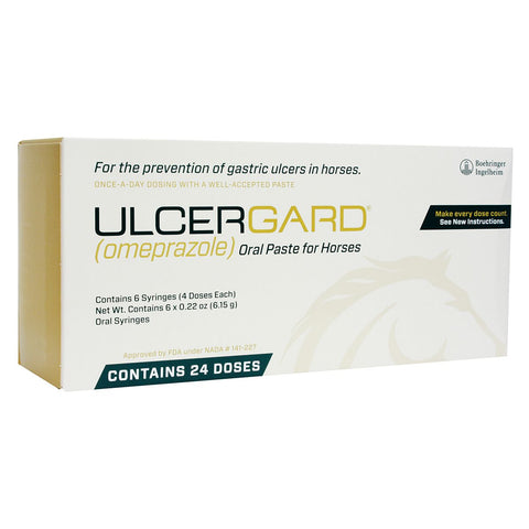 UlcerGard (Omeprazole) Oral Paste for Horses, 6 Pack carton — contains 6 syringes, 24 doses