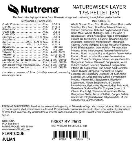 Nutrena® NatureWise® 17% Protein Layer Pellet Poultry Feed 50 lbs