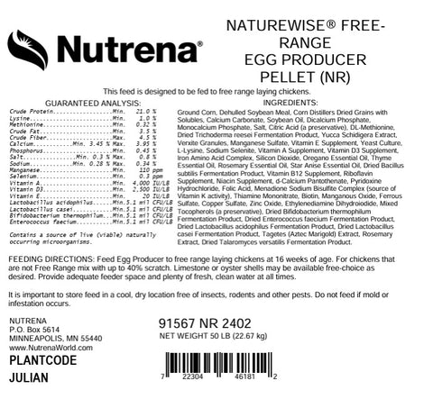 Nutrena® NatureWise® Free-Range Egg Producer 21% Protein Pellet 50 lbs
