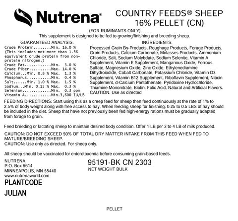 Nutrena® Country Feeds® Sheep 16% Pellet 50 lbs