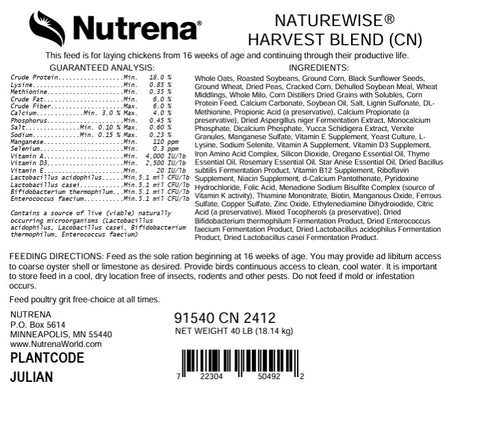 Nutrena® NatureWise® Harvest Blend 18% Textured Layer Feed 40 lbs