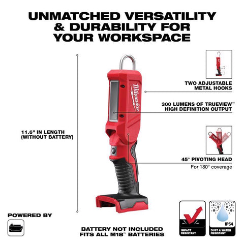 Milwaukee M18 LED Stick Light, Black & Red, 300 Lumens