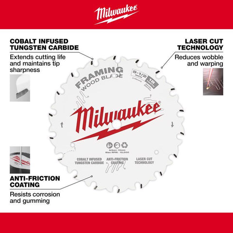 Milwaukee Circular Saw Blade, 18-Teeth, 5-1/2 inch