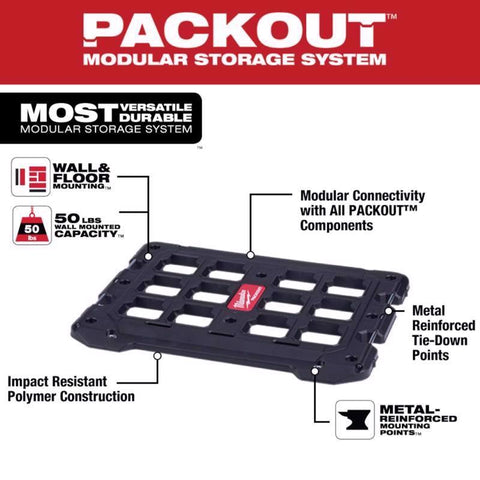 Milwaukee PACKOUT Mounting Plate, Polypropylene, Black