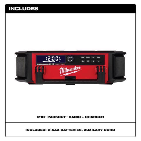 Milwaukee M18 PACKOUT Radio + Charger, Red