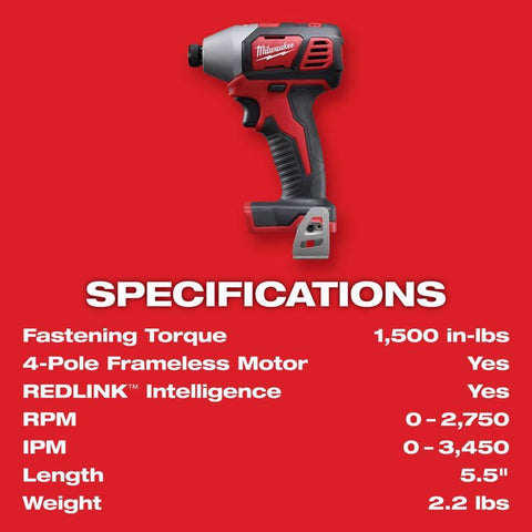 Milwaukee M18 Compact Impact Driver, 1500 in-lb