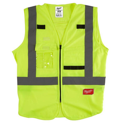 Milwaukee Safety Vest, Polyester, High Visibility Yellow, L/XL