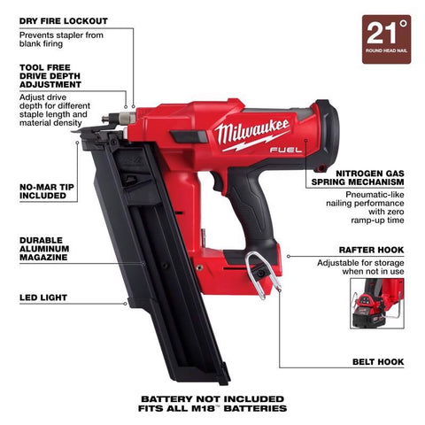 Milwaukee M18 FUEL Framing Nailer Tool, 18 V