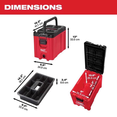 Milwaukee Packout Tool Box, Compact, Black/Red