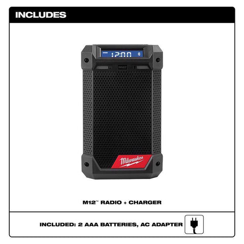 Milwaukee M12 Wireless Bluetooth Radio+Charger