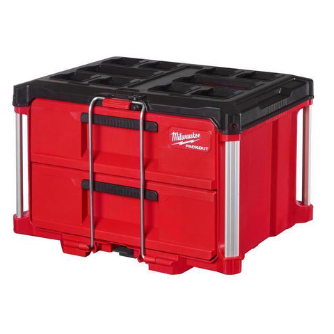 Milwaukee 2 Drawer Toolbox, 22.2", Black/Red