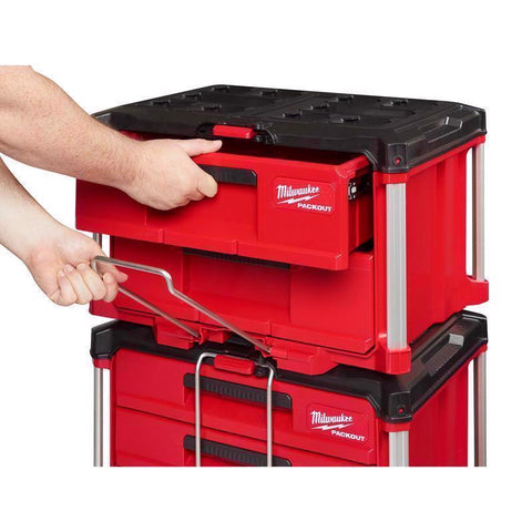 Milwaukee 2 Drawer Toolbox, 22.2", Black/Red