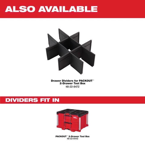 Milwaukee 2 Drawer Toolbox, 22.2", Black/Red