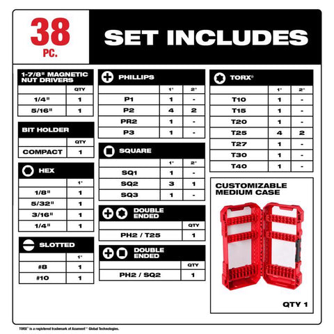 Milwaukee Shockwave Impact Driver Bit Set, Alloy Steel