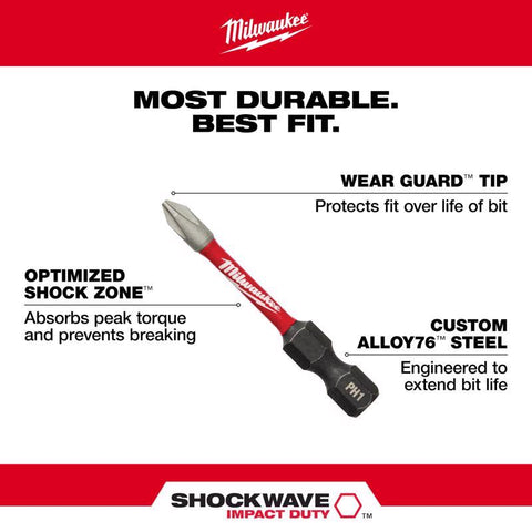 Milwaukee Shockwave Impact Driver Bit Set, Alloy Steel