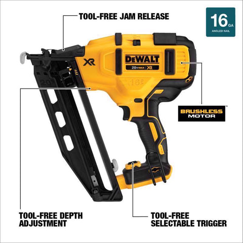 DeWalt Angled Cordless Finish Nailer Bare, 20 Volt