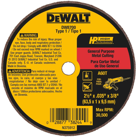 DeWalt 2.5x.035x3/8 A60T Wheel
