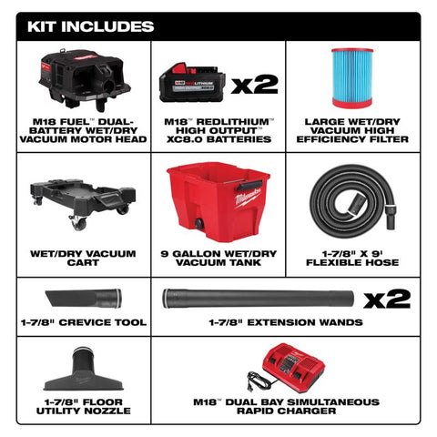 Milwaukee M18 9GAL Wet/Dry VacKit