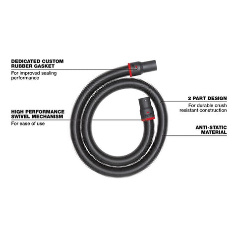 Milwaukee Flexible Vacuum Hose, 2-1/2 Inch x 9 Feet