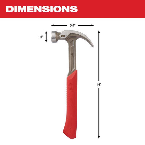 Milwaukee 20OZ Curv Claw Hammer